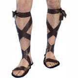 Brown lace-up Roman sandals for men