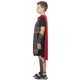 Roman soldier costume for boys, tunic with flap skirt detail, shin guards, arm guards  and cape.