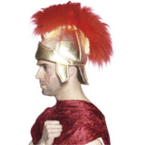 Roman soldier helmet gold with red plume