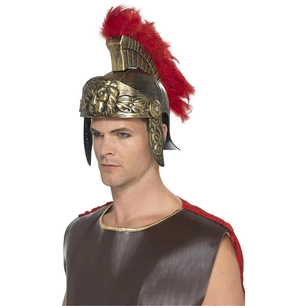 roman spartan helmet gold red costume accessory