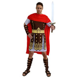 Men's Roman Warrior Costume with armour and cape front view