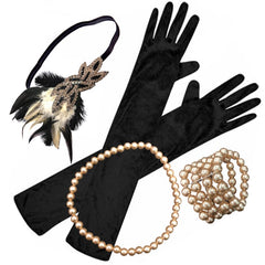 rose gold gatsby kit with gloves pearls and headpiece