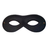 Flexible round black eye mask with elastic strap – superhero or masquerade accessory for adults and kids