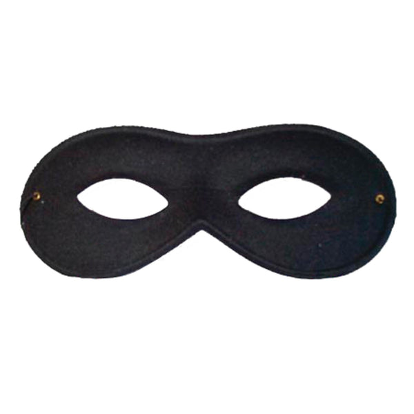 Flexible round black eye mask with elastic strap – superhero or masquerade accessory for adults and kids