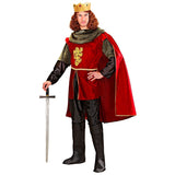 Royal knight adult costume in red with chain mail look, ideal for medieval festivals