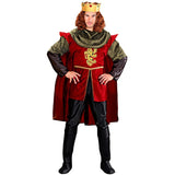 Royal Knight adult costume with coat, cape, pants, boot covers, and gem crown for medieval festivals