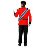 Red royal prince costume with blue sash