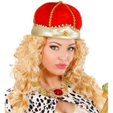 Adult royal crown fabric headpiece red and gold