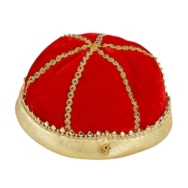 Royal velvet crown red and gold adult medieval costume hat