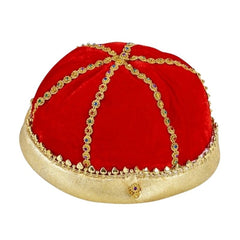 Royal velvet crown red and gold adult medieval costume hat