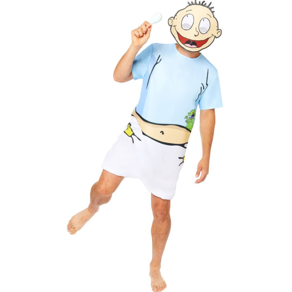 Rugrats Tommy Pickles Men's Costume, jumpsuit with shorts and mask.