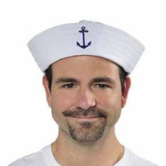 White sailor gob hat with blue anchor