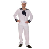 Adult sailor costume with white shirt, navy collar and sailor hat