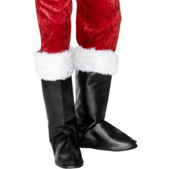 Santa boot covers with white fur trim