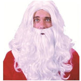 White Santa Claus wig and long beard with moustache for Christmas costume