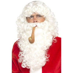 Santa dress up set with wig, beard, glasses and pipe for Christmas costumes