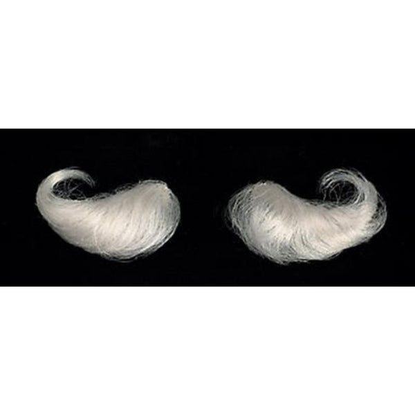 pair of white eyebrows on black and white background, ideal for santa costumes