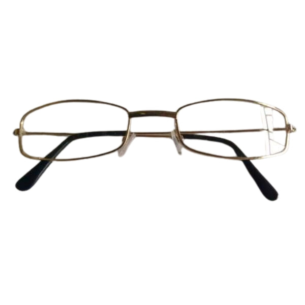 Santa glasses with gold rectangular frame and clear lenses