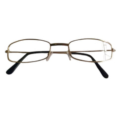 Santa glasses with gold rectangular frame and clear lenses