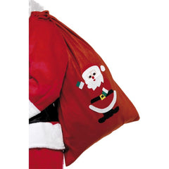 Red Santa sack with festive motif and drawstring tie, 90x60cm