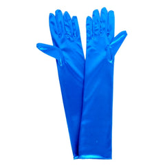 Long satin gloves in light blue – 43cm costume accessory for flappers, 80s prom, and fairytale princesses