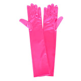 Long satin gloves in hot pink – 43cm costume accessory for flappers, 80s prom, and fairytale princesses