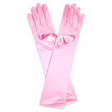 Long satin gloves in pink – 43cm costume accessory for flappers, 80s prom, and fairytale princesses