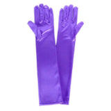Over elbow purple satin gloves for costume dress up