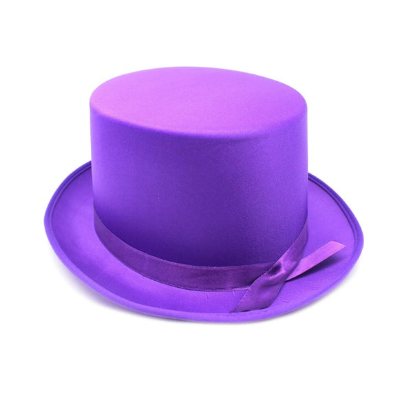Purple satin top hat adult costume accessory