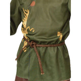 Close up of scarecrow child costume tunic and belt