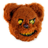 Fluffy brown bear mask with an eerie twist, featuring an evil grin and sinister expression—perfect for creepy Halloween costumes or haunted character looks.