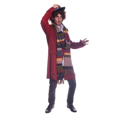 Sci-Fi Mens Doctor Costume - Hire, jacket, vest, long scarf, wig and hat.