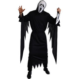 Adult Screaming Ghost Costume with robe and hooded mask front view