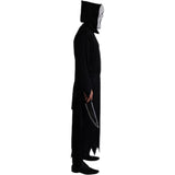 Adult Screaming Ghost Costume with hooded mask side view