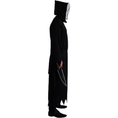 Adult Screaming Ghost Costume with robe and hooded mask front view