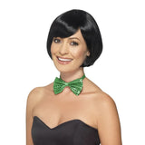 sequin bow tie in green.