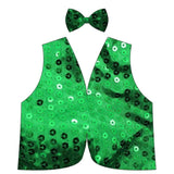 Green sequin vest and bow tie costume set