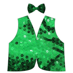 Green sequin vest and bow tie costume set