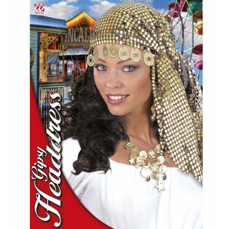 Gold Sequin Gypsy Coin Headdress – Cracker Jack Costumes Brisbane