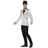 Sequin Jacket, Mens, Silver.
