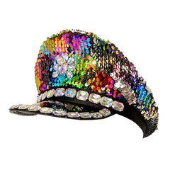 Sequin Rainbow Festive Cap with feature large diamantes.