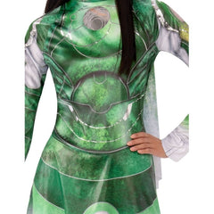Sersi costume for adults with green and silver tunic, pants, and back sashes – Marvel Eternals