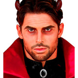 Person wearing the red and black make up sticks