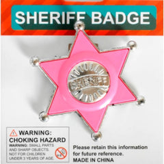 sheriff badge in pink and silver.