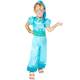 Shimmer & Shine - Shine Girls Costume, green jumpsuit, gold arm band and headband.