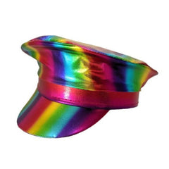 Shiny Rainbow Police Cap, adult size.