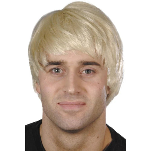 Short blonde guy costume wig