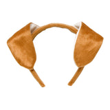 Short brown dog ears headband with white inner detail for animal costumes