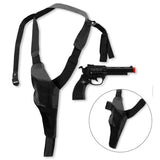 Shoulder holster with toy gun prop for police, detective, or gangster costumes.