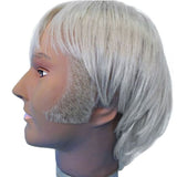 curved sideburns for 70's blonde, human hair.